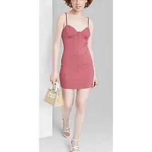 Women's Sleeveless Corset Mini Knit Bodycon Dress - Wild Fable Maroon M NWT